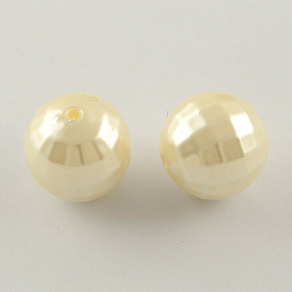 ABS Plastic Imitation Pearl Faceted Round Beads, 20mm, Hole: 2.5mm, about 122pcs/500g