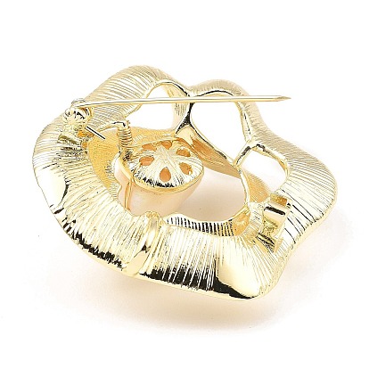 Brass Ribbon Brooch, Natural Baroque Pearl Jewely for Women