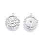 Brass Micro Pave Clear Cubic Zirconia Pendants, Nickel Free, Flat Round