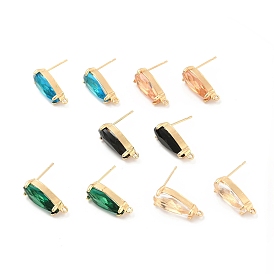 K9 Glass Stud Earring Teardrop Findings, with Light Gold Tone Brass Findings