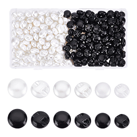 Pandahall elite 240 piezas 6 estilo 1 botón de plástico con agujero, estilo de perlas de imitación, plano y redondo