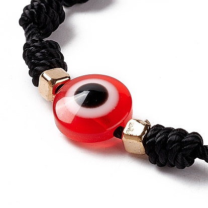 Resin Evil Eye Braided Bead Bracelet with Knot Cord, Adjustable Lucky Bracelet for Men Women