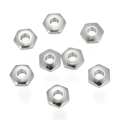 304 Acier inoxydable perles d'espacement, hexagone