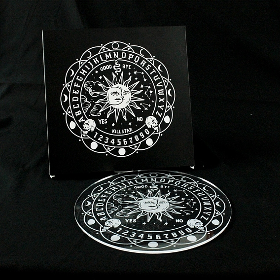 Planches de pendule acryliques rondes, tableau parlant, planche à spiritueux, soleil lune éclipse et motif de crâne