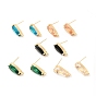 K9 Glass Stud Earring Teardrop Findings, with Light Gold Tone Brass Findings
