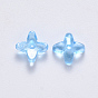 Transparent Spray Painted Glass Beads, with Glitter Powder, Clover