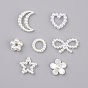 Cabuchones de abalorios de acrílicas, imitación de concha y perla, flor, anillo, estrella, luna, corazón y bowknot