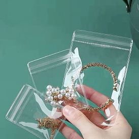 Sacs à fermeture éclair de stockage de bijoux en plastique transparent, sacs réutilisables à joint supérieur