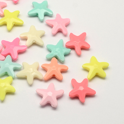 Opaque Acrylic Beads, Starfish/Sea Stars, 21x20x6mm, Hole: 2mm, about 500pcs/500g