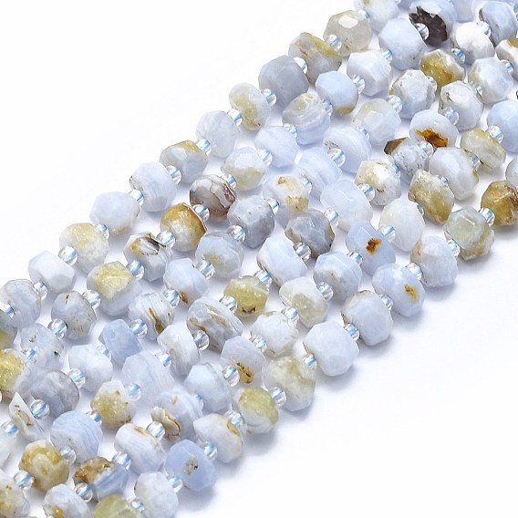 Natural Blue Lace Agate Beads Strands, Faceted, Nuggets