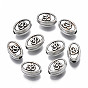 Tibetan Style Alloy Beads, Cadmium Free & Lead Free, Oval with Ohm/Aum