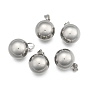 Fashionable 304 Stainless Steel Round Pendants, 28x25mm, Hole: 6.5x9mm