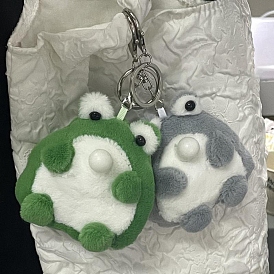 Cute Frog Plush Cotton Doll Pendant Keychain, Pendant Decorations with Alloy Findings