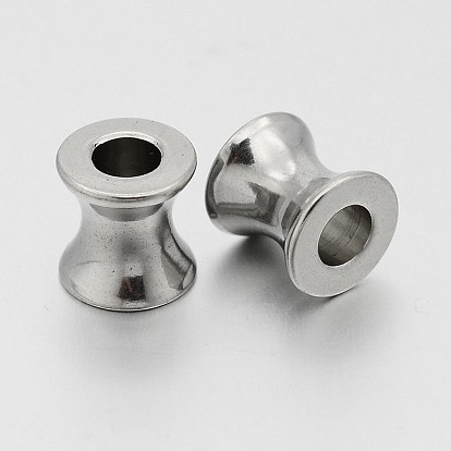 Column 304 Stainless Steel European Beads, Large Hole Beads, 8x8mm, Hole: 4mm
