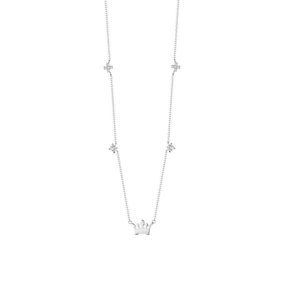 SHEGRACE 925 Sterling Silver Necklace with Crown Pendant