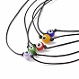 5 piezas 5 collares colgantes de cuentas redondas de mal de ojo de murano de color con cordón de poliéster encerado para mujeres