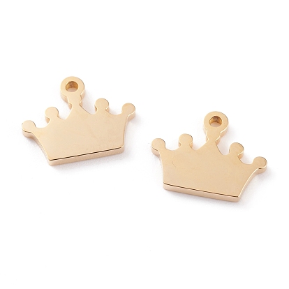 Ion Plating(IP) 304 Stainless Steel Charms, Laser Cut, Crown