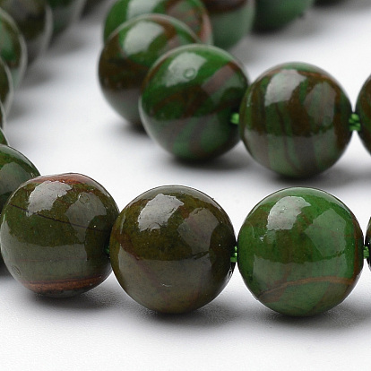 Natural Green Jade Beads Strands, Dyed, Round