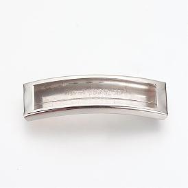 201 Stainless Steel Slide Charms, Polished, Rectangle