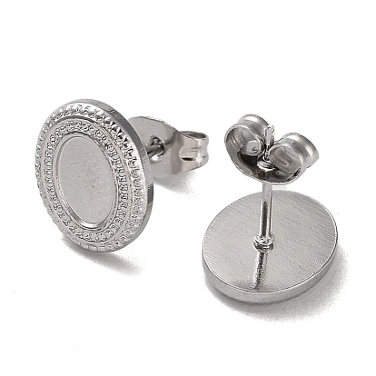 304 Stainless Steel Stud Earring Findings, Earring Settings, Oval