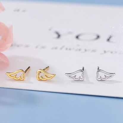 925 Sterling Silver Wing Stud Earrings for Women