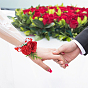 Craspire 2pcs corsage de poignet en soie, avec fleur imitation plastique, pour le mariage, décorations de fête