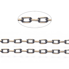 Electrophoresis Brass Cable Chains, Diamond Cut Chains, Soldered, Faceted, with Spool, Oval, Cadmium Free & Nickel Free & Lead Free