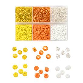 4500Pcs 6 Style 12/0 Glass Seed Beads, Silver Lined & Opaque Colours, Round Hole Beads