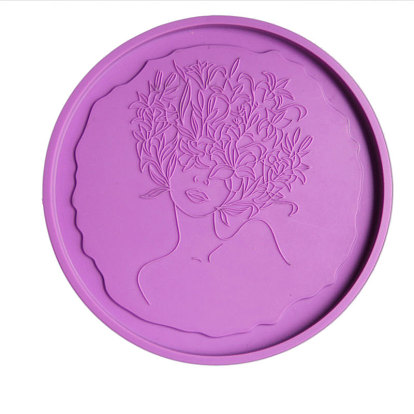 Cup Mat Silicone Molds, Resin Casting Coaster Molds, For UV Resin, Epoxy Resin Craft Making, Flat Round with Girl Pattern