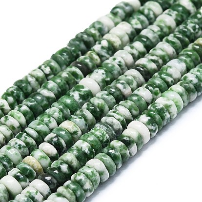 Natural Green Spot Jasper Beads Strands, Disc