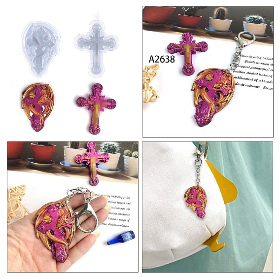 Религиозный крест и дракон, украшение для дисплея, силиконовые формы, формы для литья смолы, для уф-смолы, изготовление изделий из эпоксидной смолы