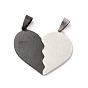 201 inoxydable pendentifs fendus en acier, charme couple coeur avec main