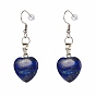 Natural & Synthetic Mixed Heart  Gemstone Dangle Earrings, with 304 Stainless Steel Earring Hooks
