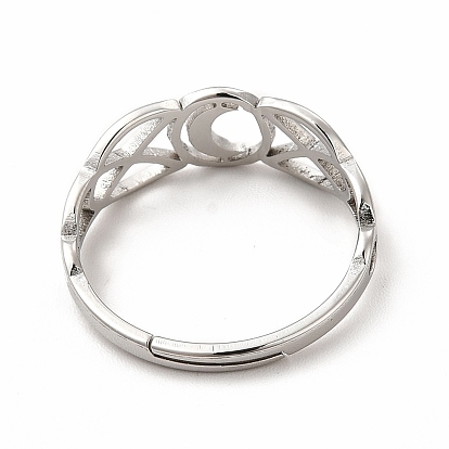 304 anillo ajustable de luna creciente de acero inoxidable para mujer