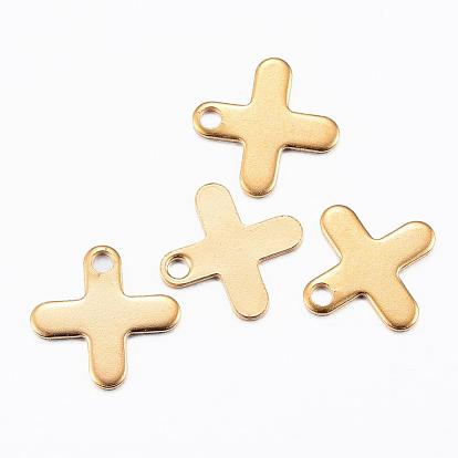 Ion Plating(IP) 304 Stainless Steel Tiny Cross Charms, Greek Cross