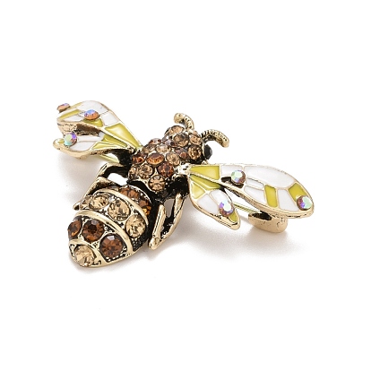 Pin de abeja esmaltada con pedrería, insignia de aleación de insectos para ropa de mochila, oro antiguo