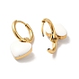 Enamel Heart Dangle Hoop Earrings, Golden 304 Stainless Steel Jewelry for Women