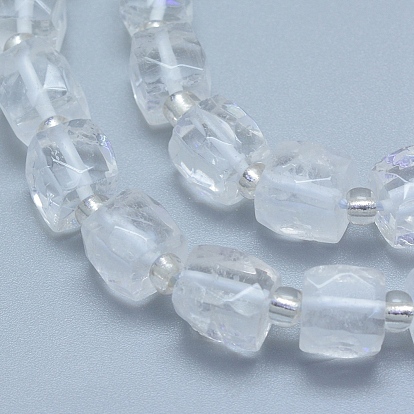 De perlas de cristal de cuarzo natural hebras, cristal de roca, facetados, cubo