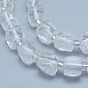 Natural Quartz Crystal Beads Strands, Rock Crystal, Faceted, Cube