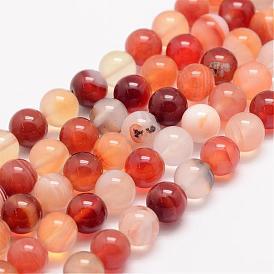 Brins de perles de cornaline naturelles, ronde, teint
