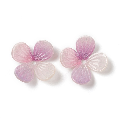 Chapeaux de perles en résine opaque, 4 pétales, fleur
