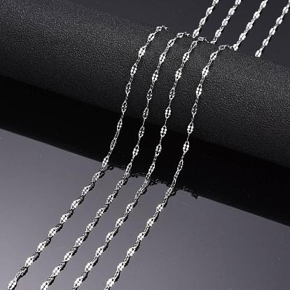 304 Stainless Steel Cable Chains, Dapped Chains, Decorative Chains, Soldered, with Flat Oval Connector, 4x2mm