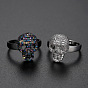 Cubic Zirconia Skull Finger Ring, Brass Gothic Punk Jewelry for Women