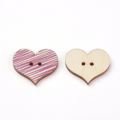 2 отверстия печатных деревянные кнопки, сердце
