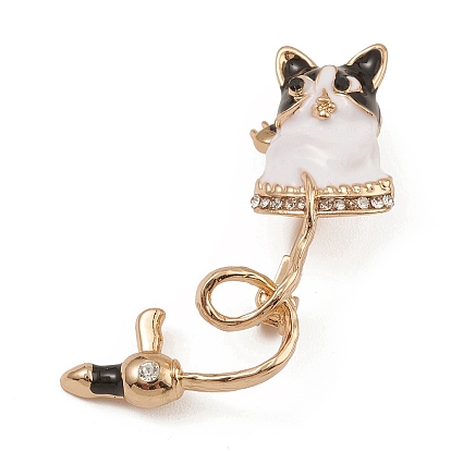 Aleación con broche de diamantes de imitación, pin de esmalte de gato