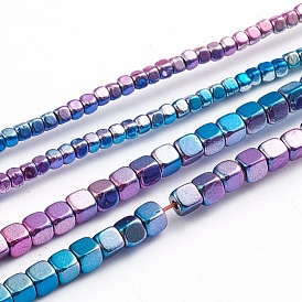 Electroplated Non-magnetic Synthetic Hematite Beads Strands, Full Plated, Cube