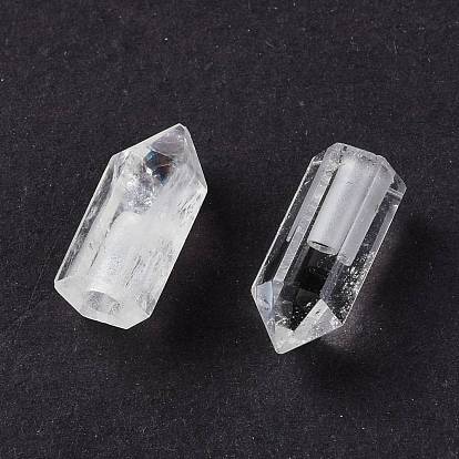 Perlas de cristal de cuarzo natural, cuentas de cristal de roca, perlas de media perforados, prisma hexagonal