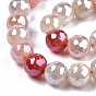 Electroplate Natural Agate Beads Strands, Dyed, Faceted, Pearl Luster Plated, Round