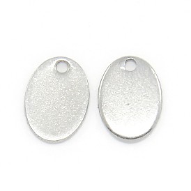 304 Stainless Steel Stamping Blank Tag Pendants, Oval Charms