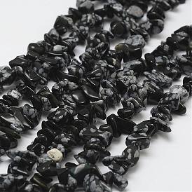 Naturelles Obsidienne perles brins, puce